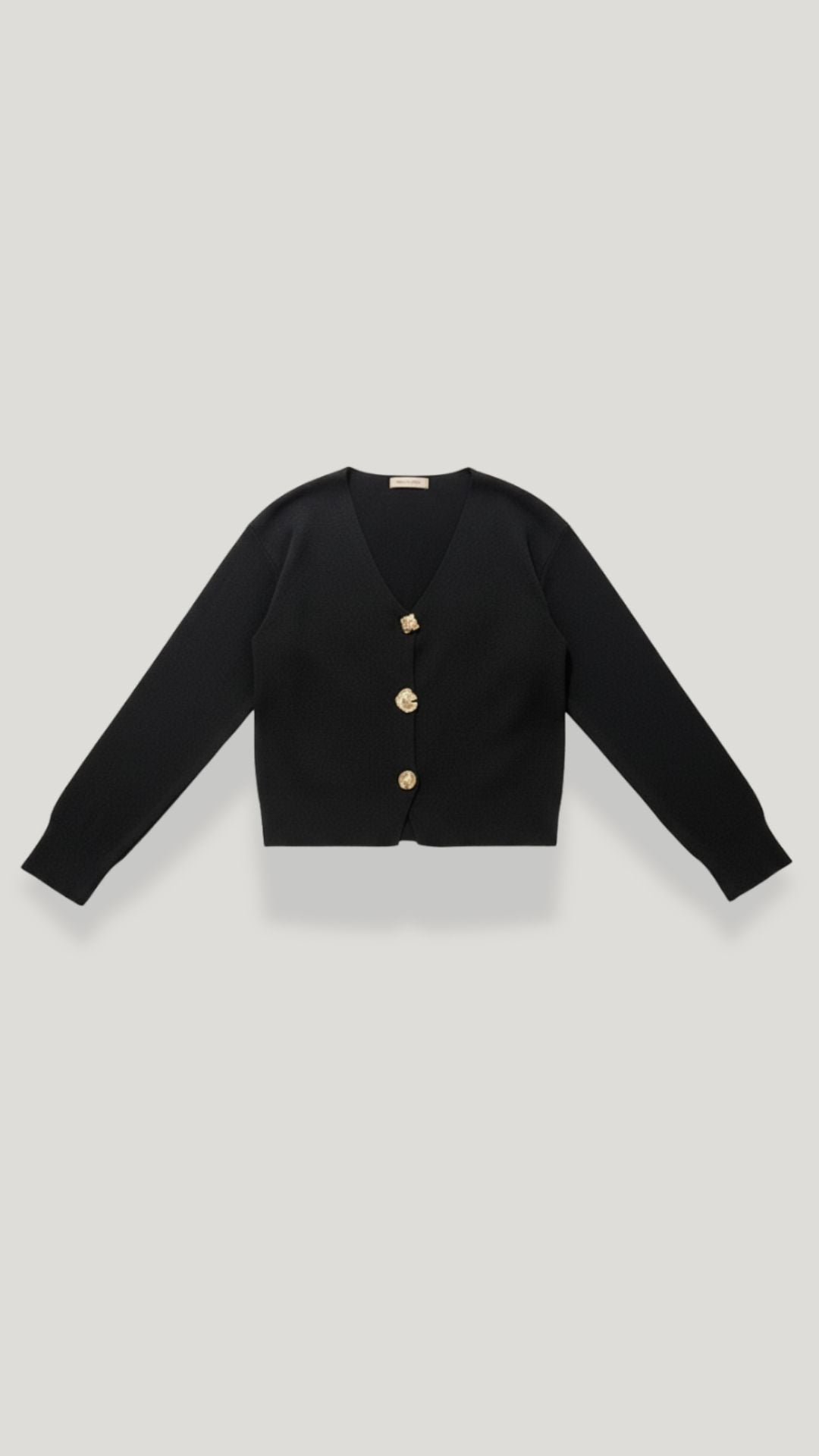 Phyllis Women's Cropped V-Neck Gold Button Knit Cardigan