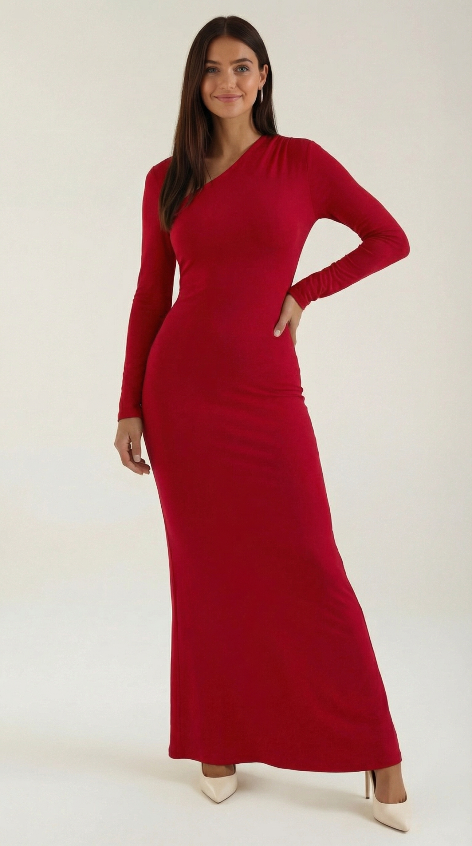Roberta Women's Long Sleeve Bodycon Maxi Dress - Red