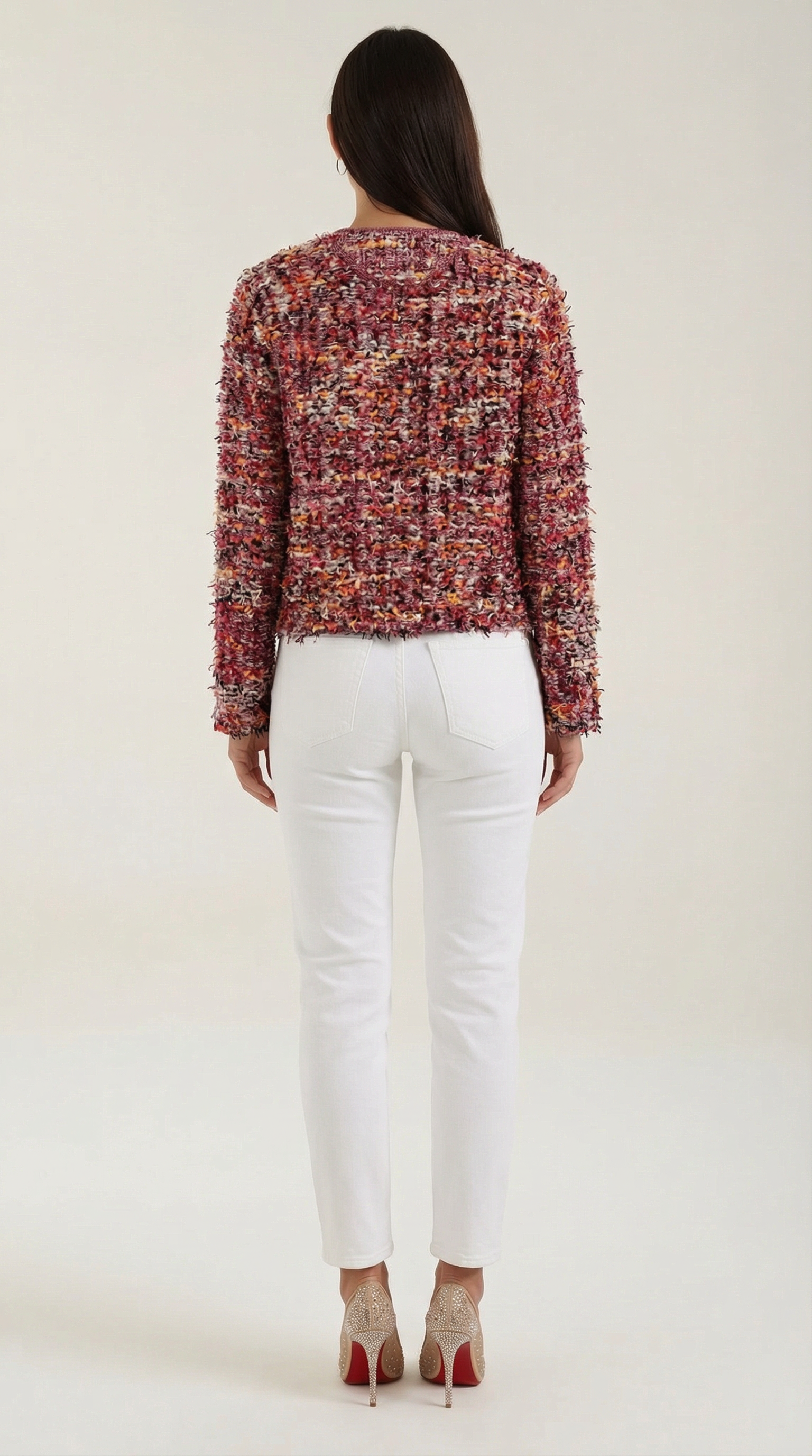 Rosaria Women's Cropped Boucle Knitted Cardigan
