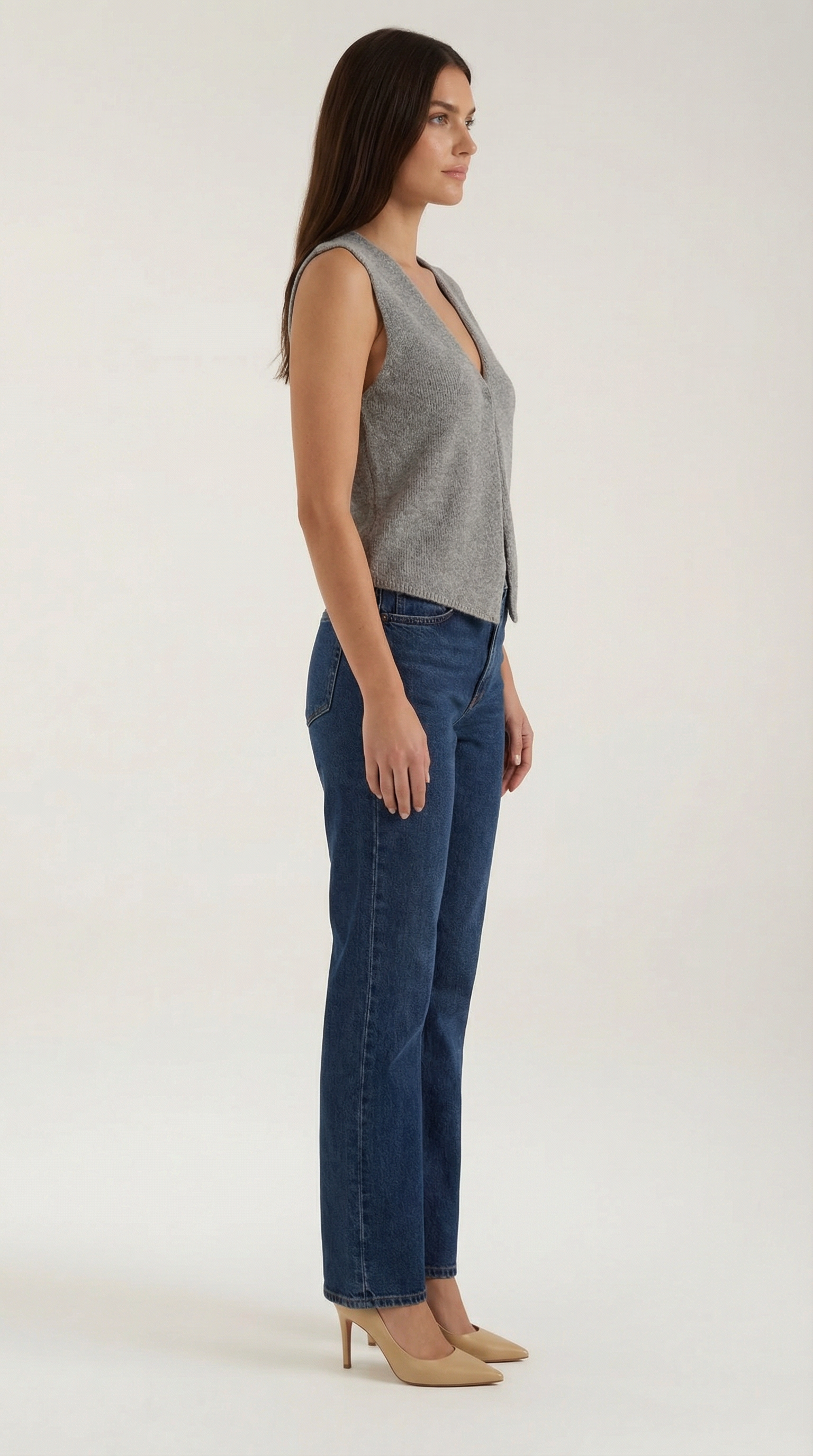 Sharon Women's V-Neck Cut-Out Knitted Vest Top