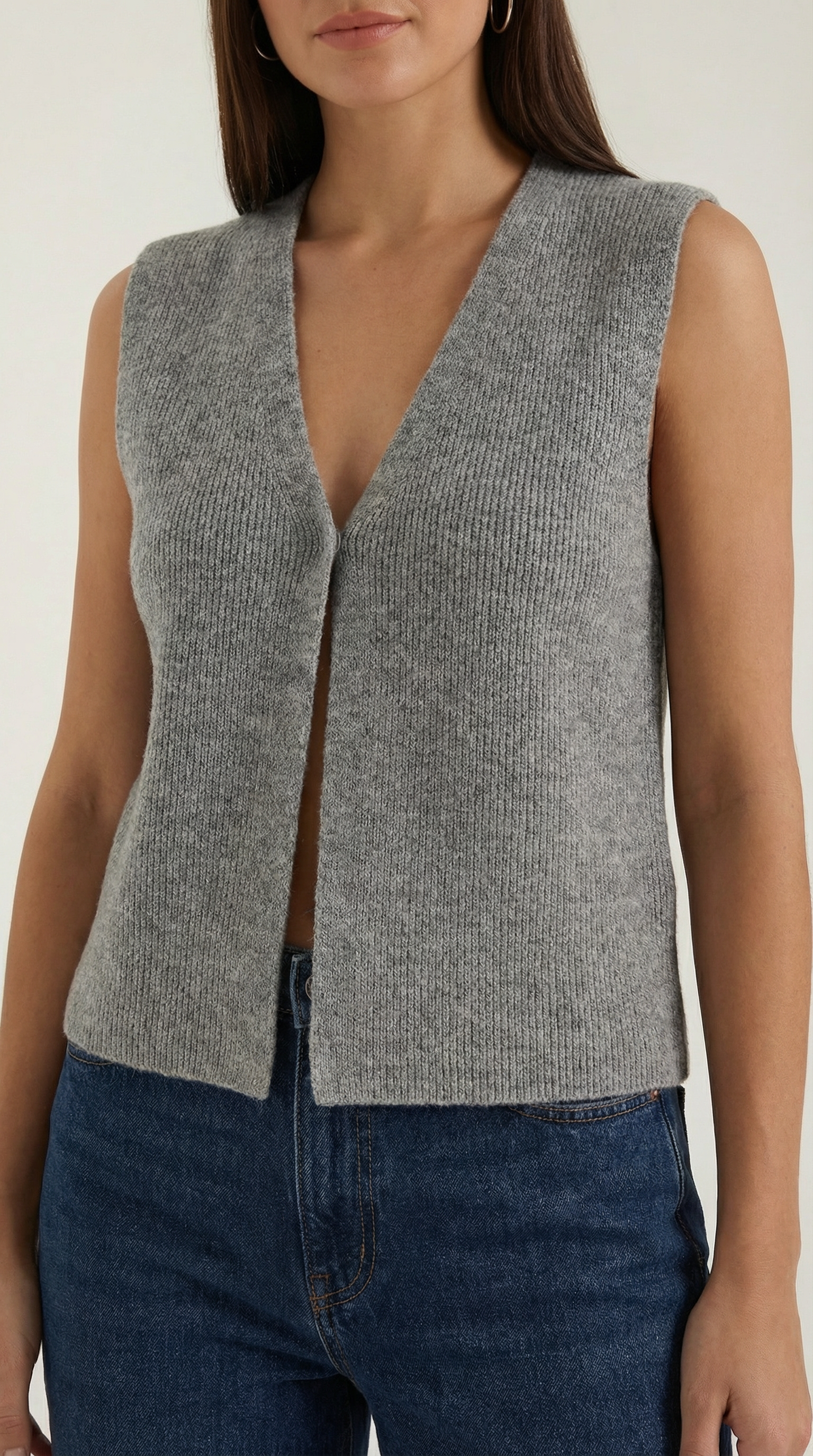 Sharon Women's V-Neck Cut-Out Knitted Vest Top