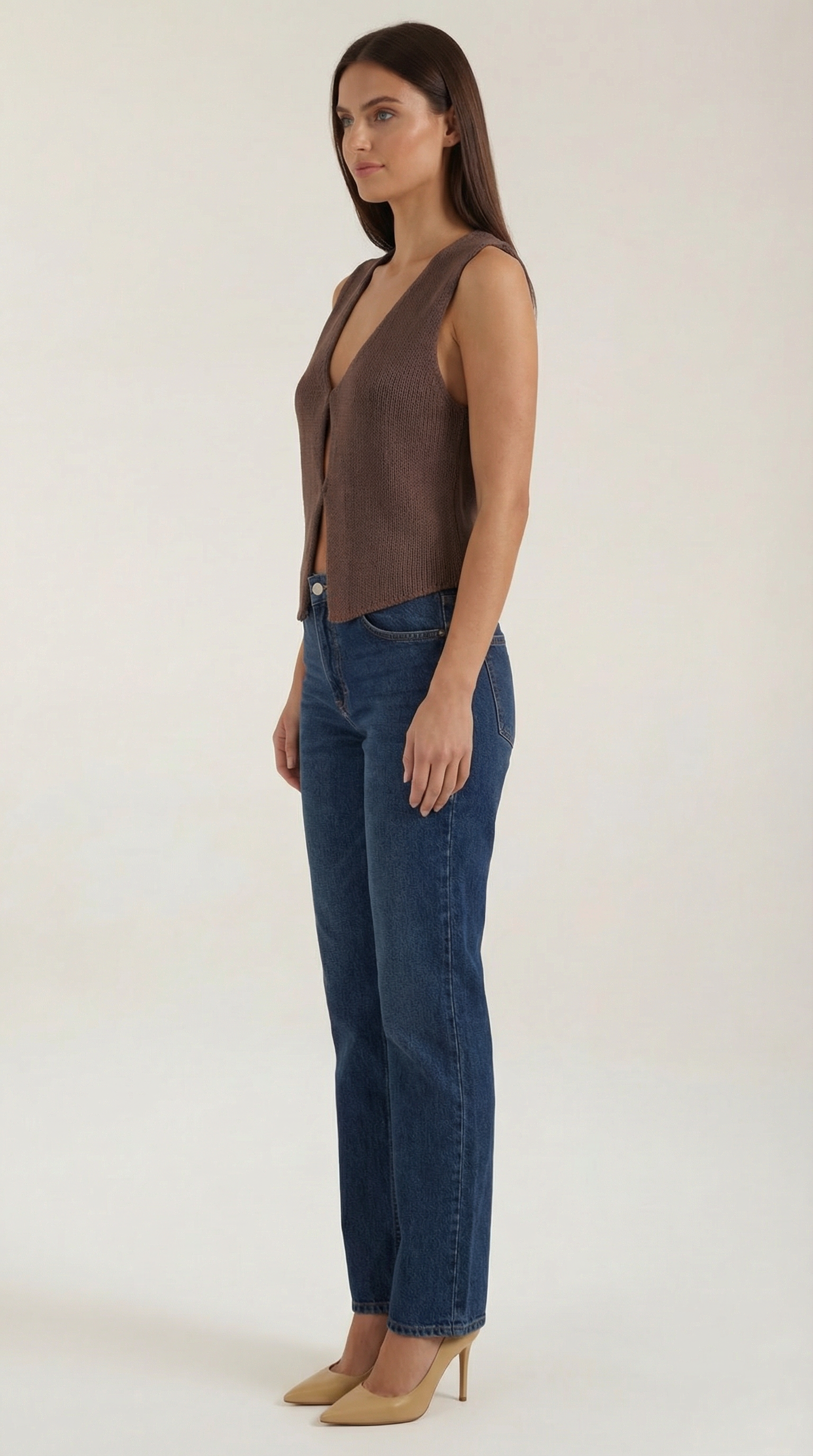 Sharon Women's V-Neck Cut-Out Knitted Vest Top
