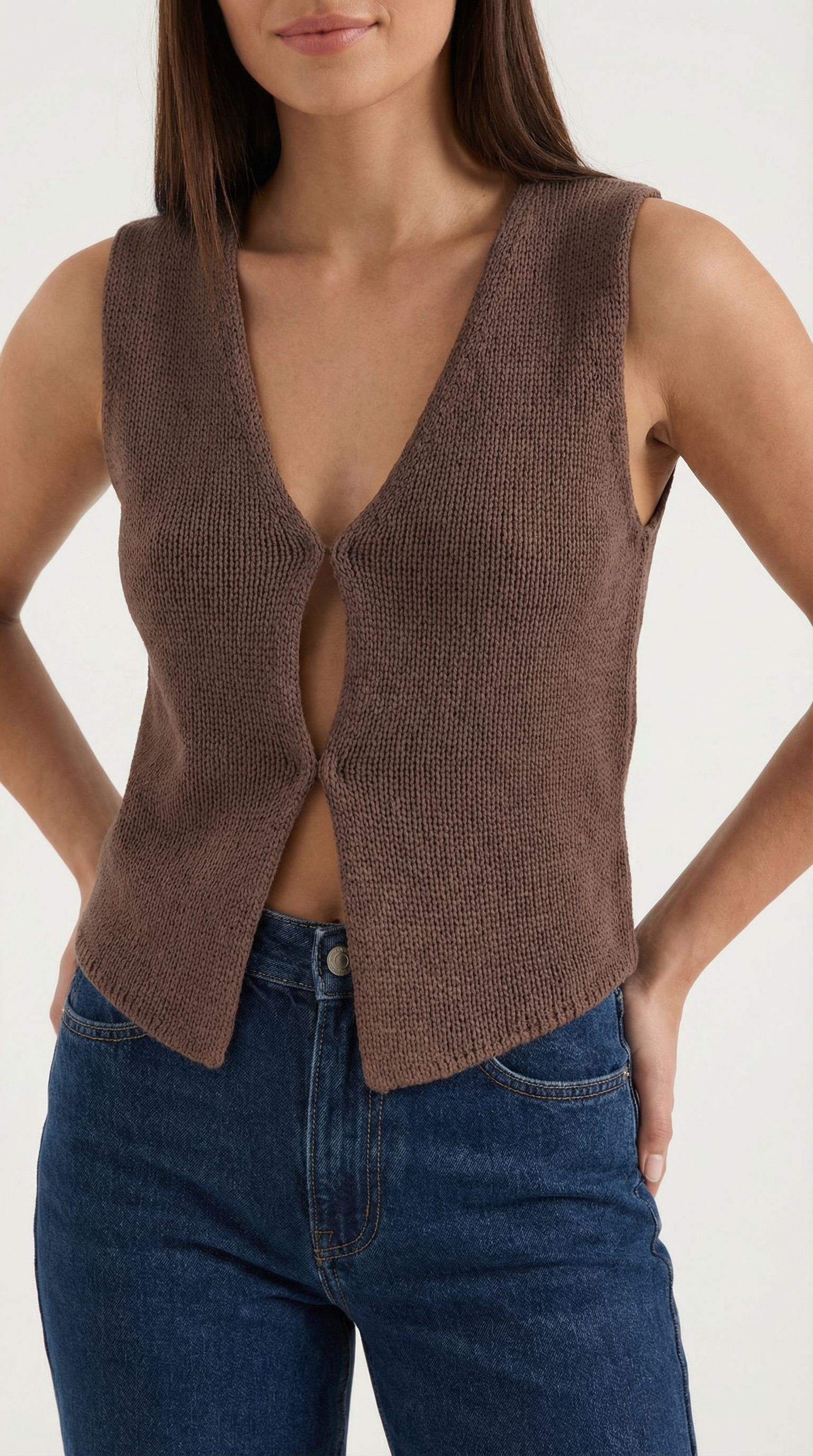 Sharon Women's V-Neck Cut-Out Knitted Vest Top