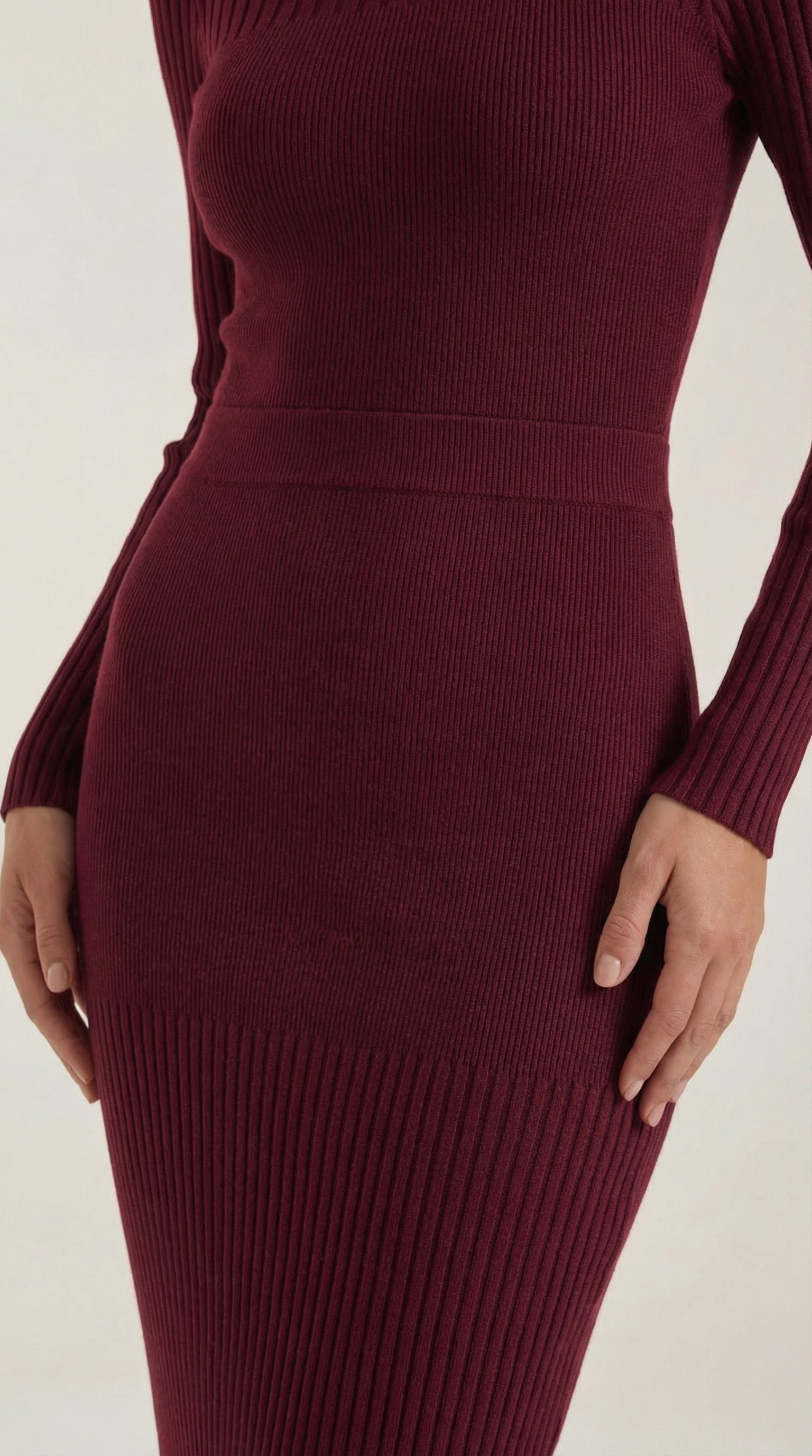 Sheila Women's Crew Neck Ribbed Bodycon Midi Dress