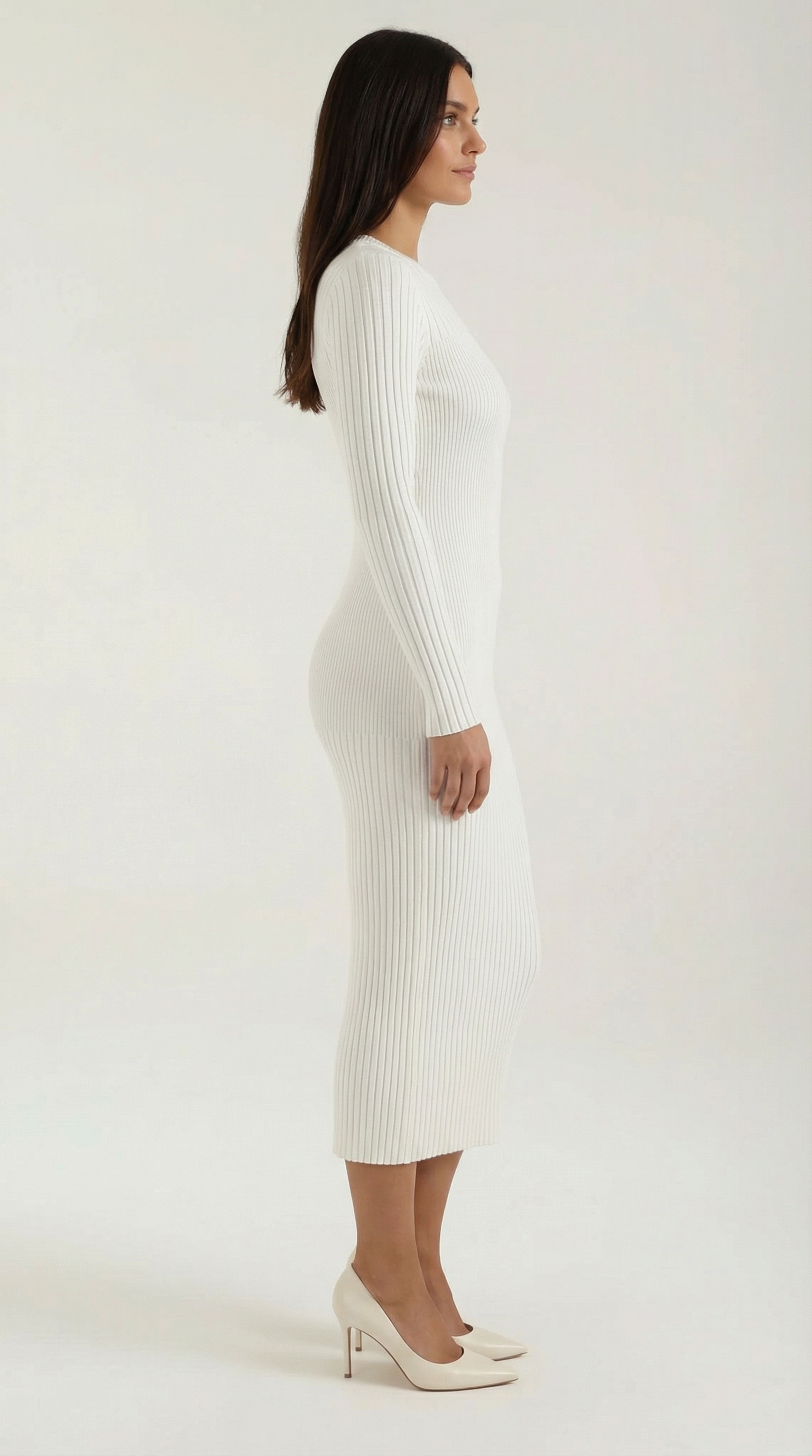 Sheila Women's Crew Neck Ribbed Bodycon Midi Dress