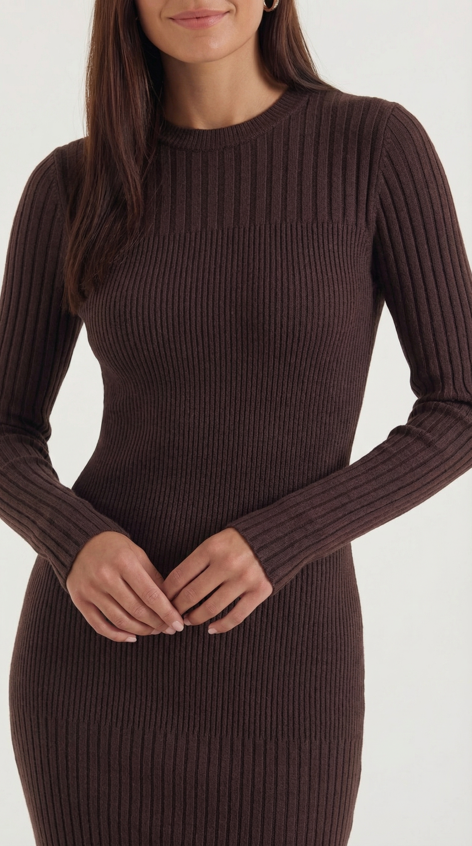 Sheila Women's Crew Neck Ribbed Bodycon Midi Dress