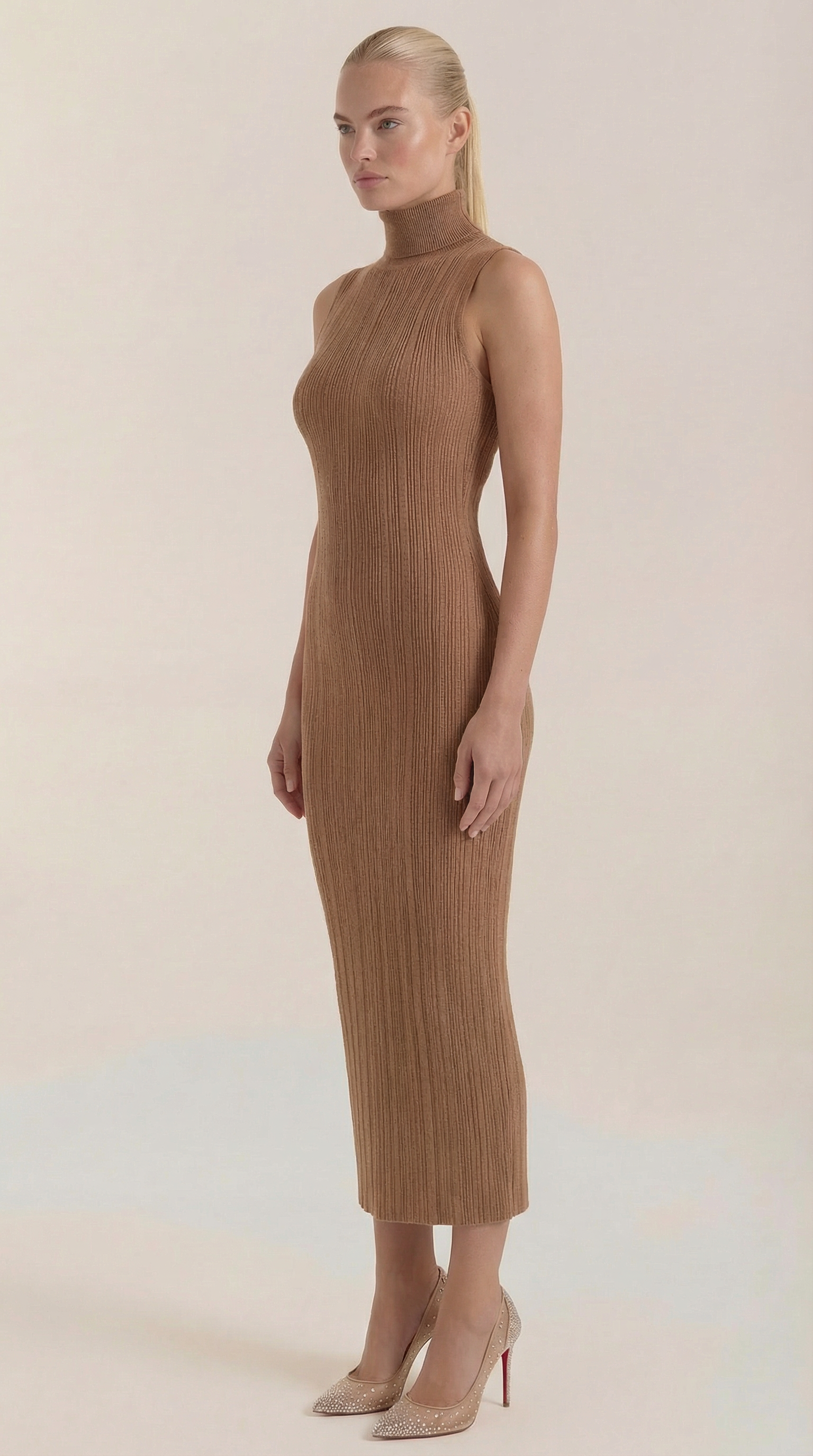 Sonia Women's Ribbed Mock Neck Bodycon Maxi Dress