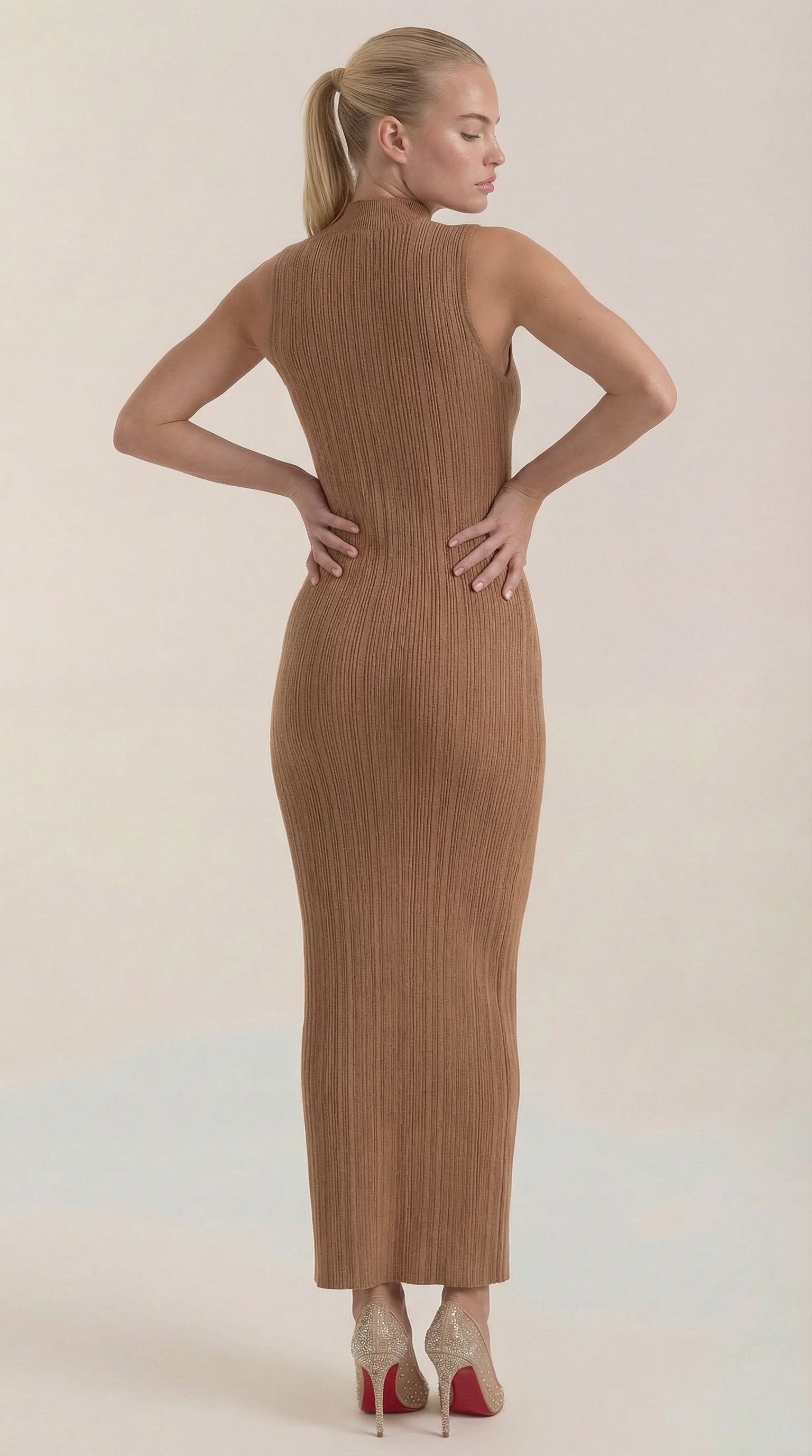 Sonia Women's Ribbed Mock Neck Bodycon Maxi Dress