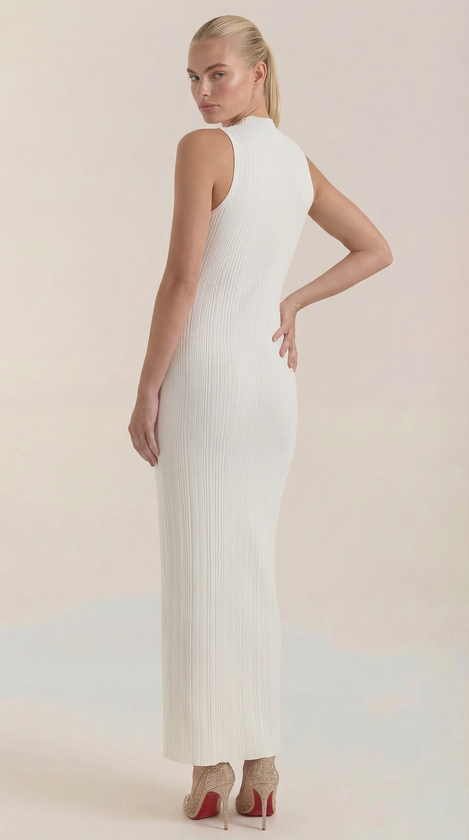 Sonia Women's Ribbed Mock Neck Bodycon Maxi Dress