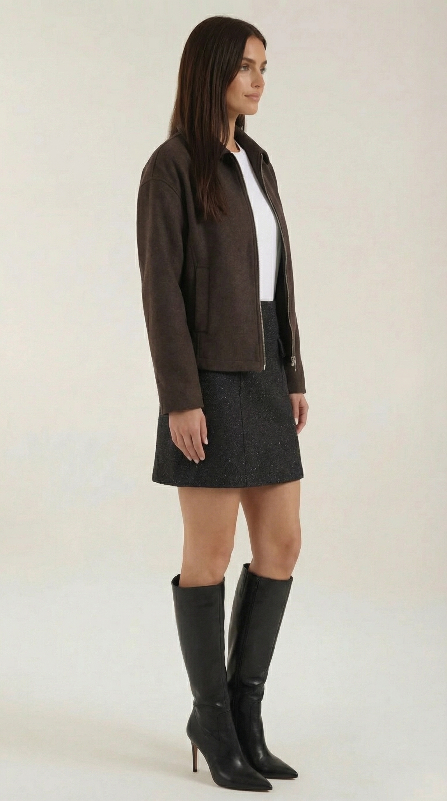 Teresa Women's Zip-Up Collared Jacket with Pockets