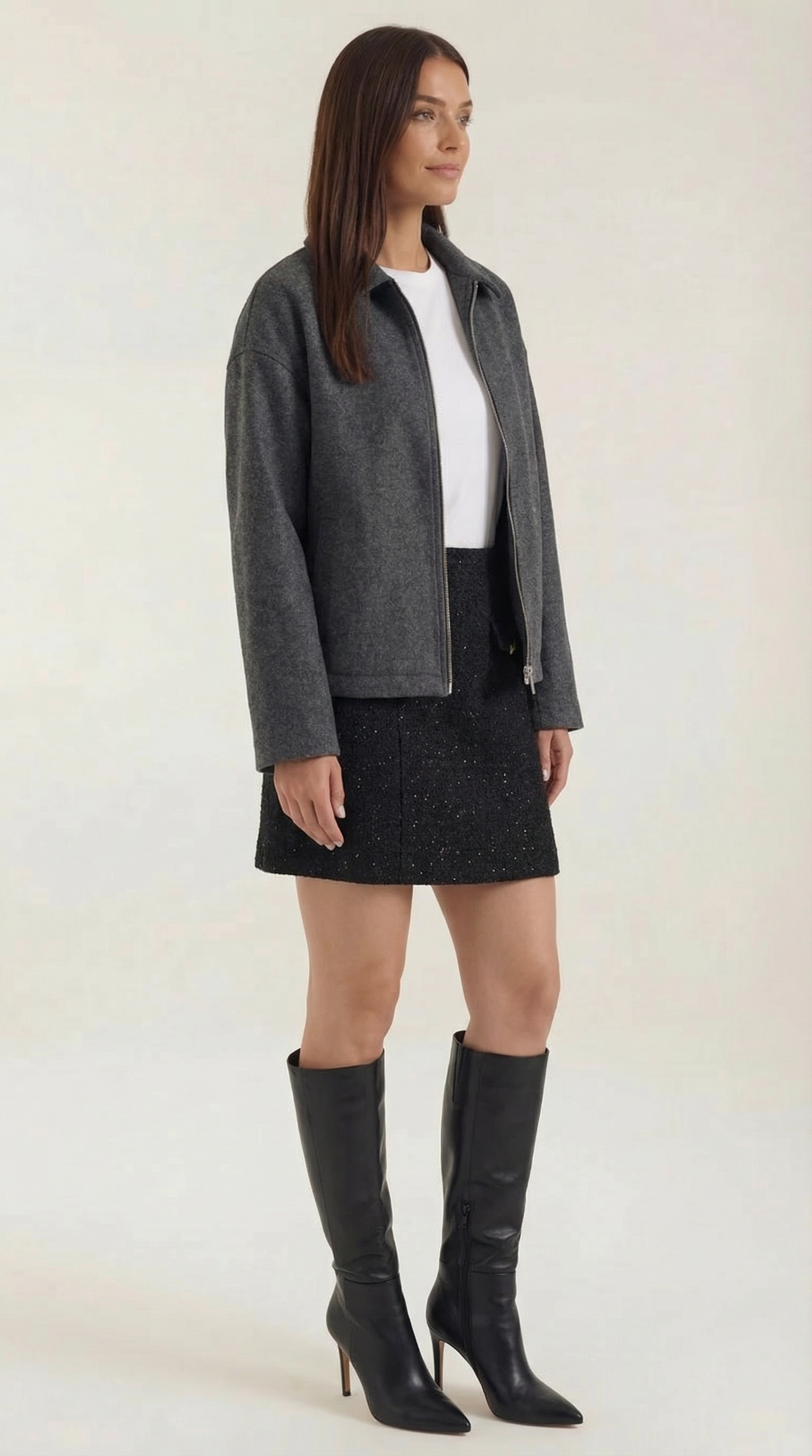 Teresa Women's Zip-Up Collared Jacket with Pockets