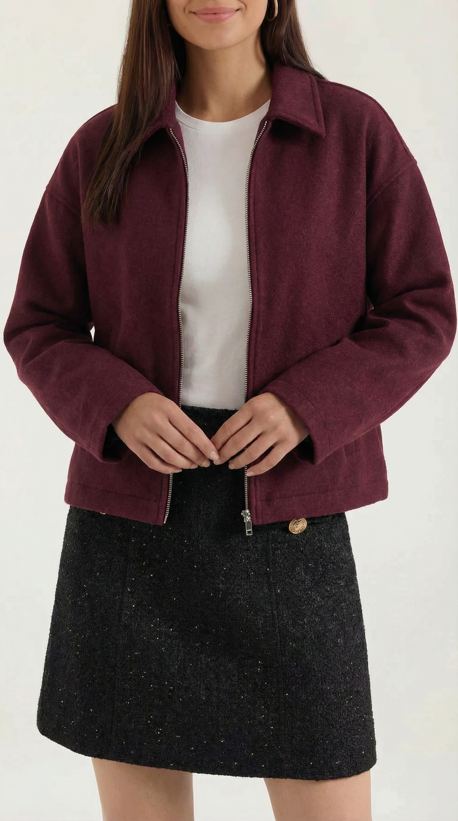 Teresa Women's Zip-Up Collared Jacket with Pockets