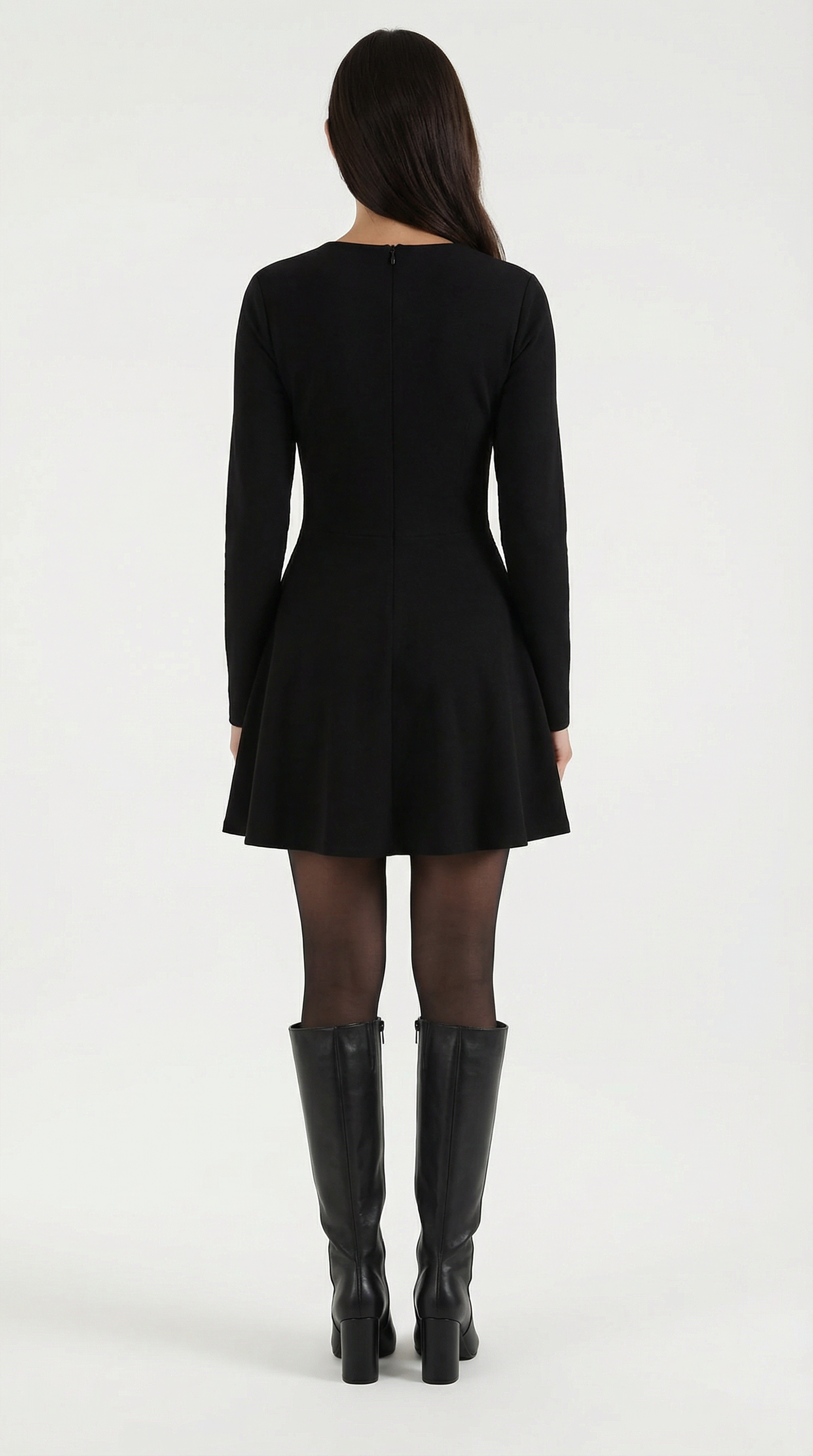 Tiffany Women's Pleated Long Sleeve Flare Mini Dress
