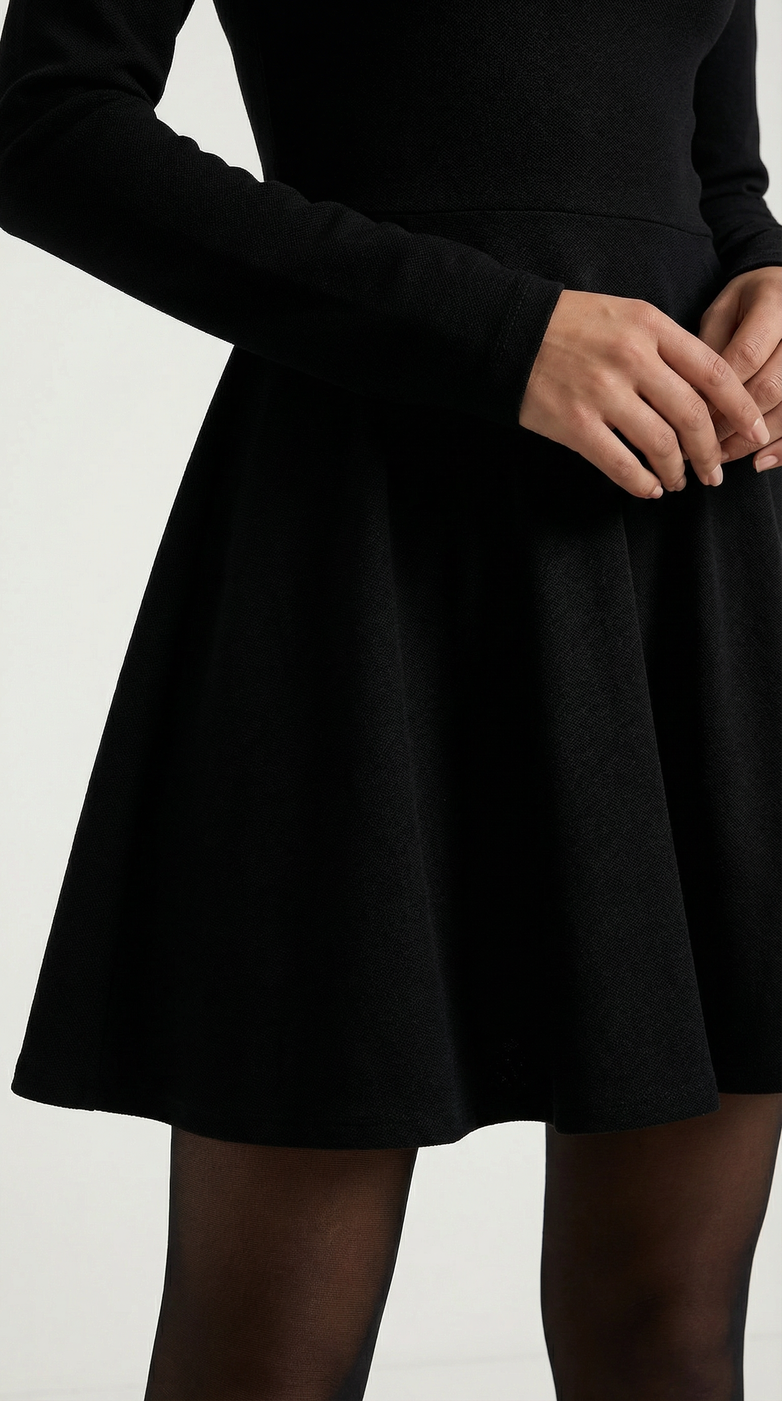 Tiffany Women's Pleated Long Sleeve Flare Mini Dress