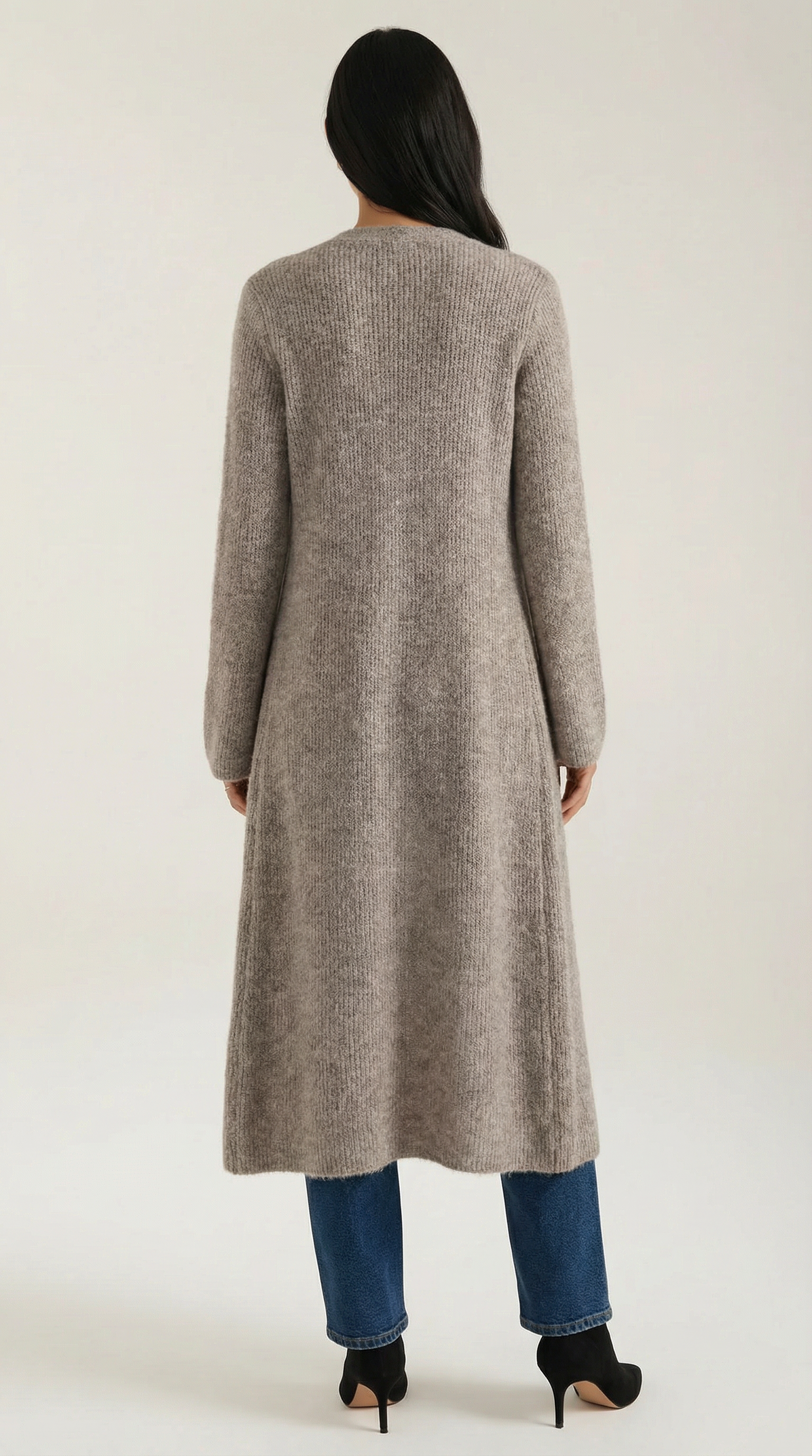 Valerie Women's Longline Ribbed V-Neck Maxi Cardigan