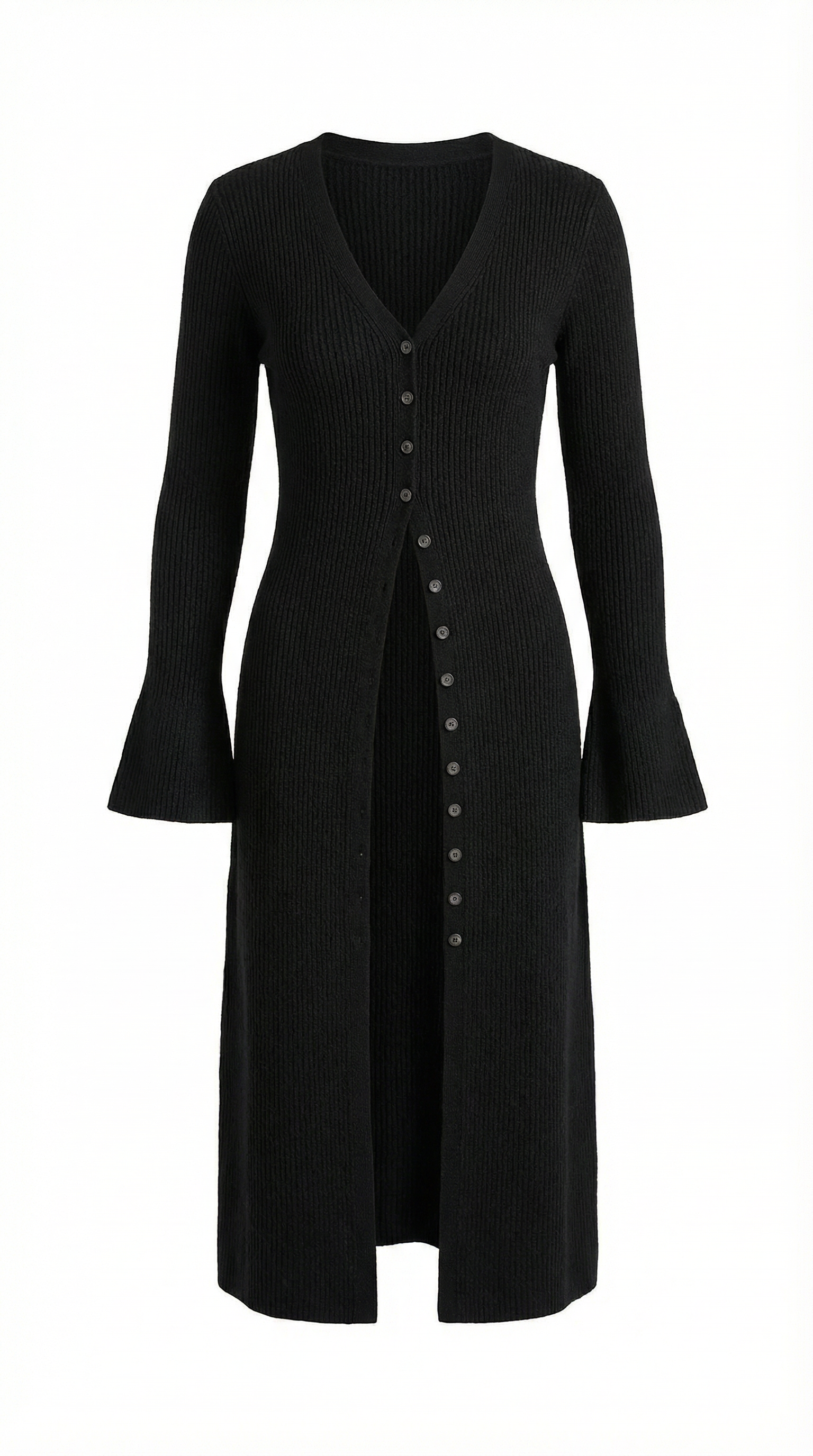 Valerie Women's Longline Ribbed V-Neck Maxi Cardigan