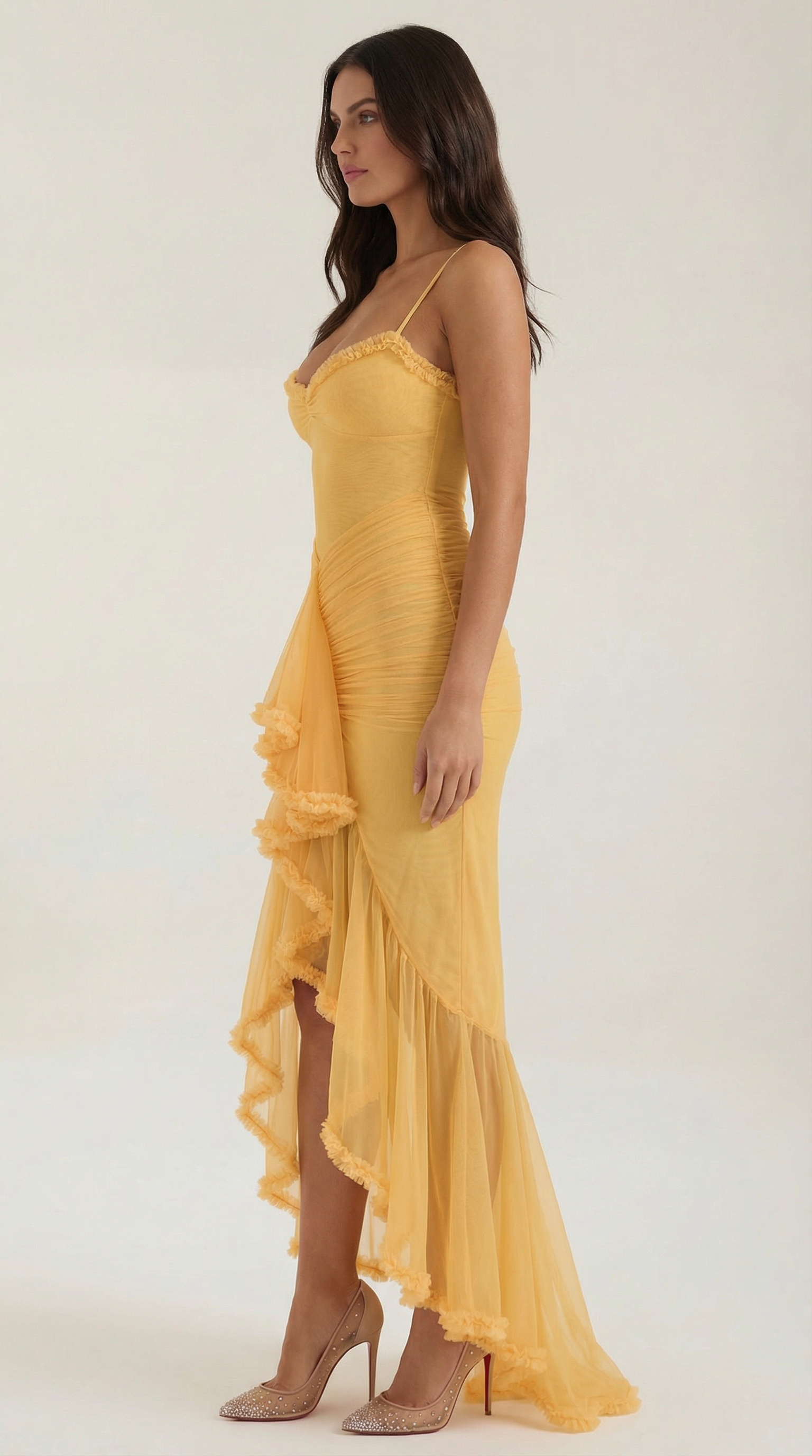 Wisteria Women's Sweetheart Ruffle Trim Maxi Gown