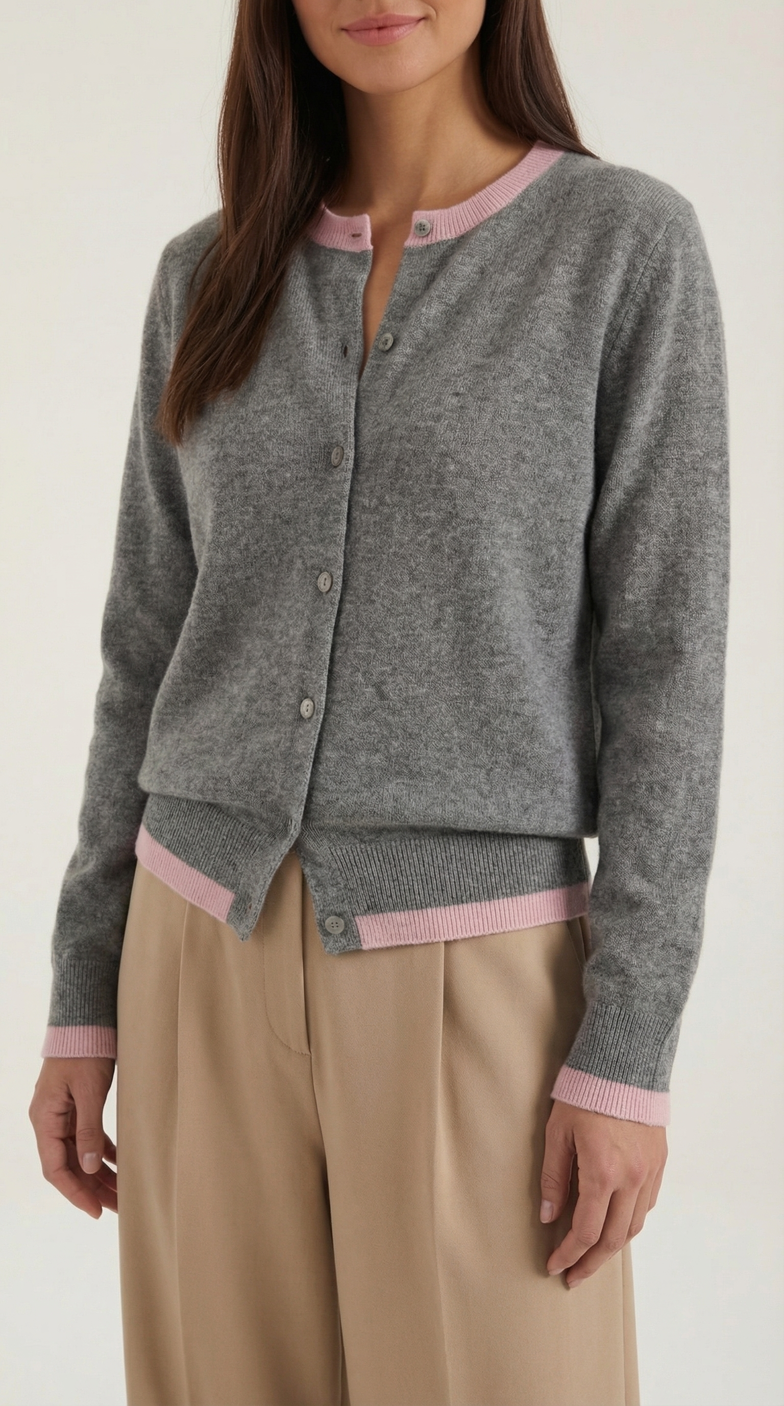 Wynona Women's Contrast Trim Button-Up Knit Cardigan