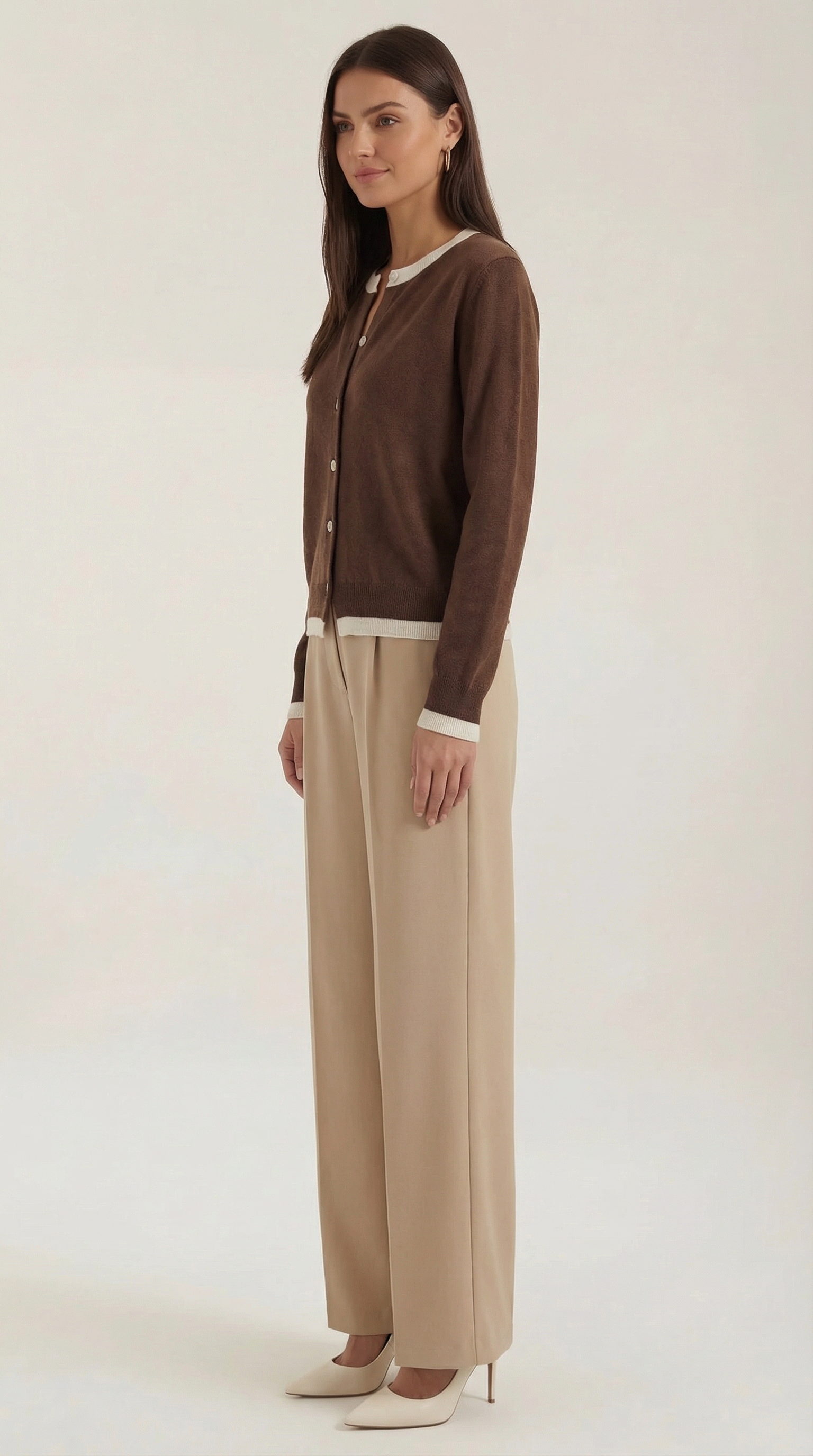 Wynona Women's Contrast Trim Button-Up Knit Cardigan